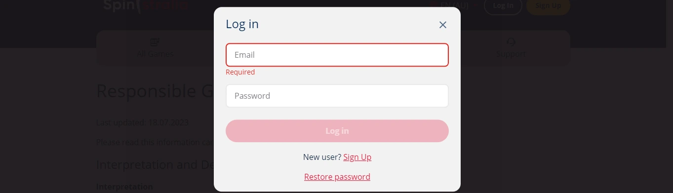 spinstralia casino login